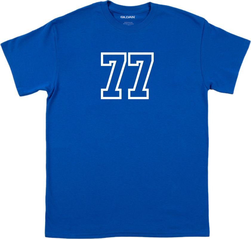 77 Retro Varsity College T-Shirt – Football, 70s, Custom Text, Various Colours
