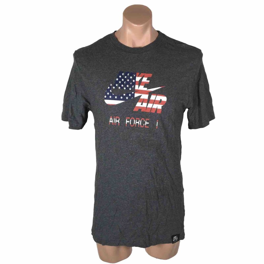NIKE AIR – Air Force One- Patriotic Red white blue spell out SWOOSH Logo Gray L