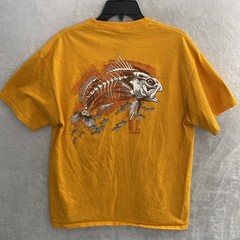Reel Legends Mens T Shirt Yellow Back Fishing Graphic Large Cotton Crew Neck
