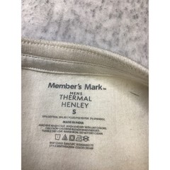 Members Mark Mens Thermal Henley Cream Waffle Knit Long Sleeve Shirt Size S NWT.