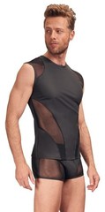 Men’s Black Mesh Wetlook Sleeveless Shirt Clubwear Tank Top