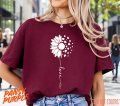 Unisex Sunflower Heart Love T shirt Men T shirt Women valanity day Romantic