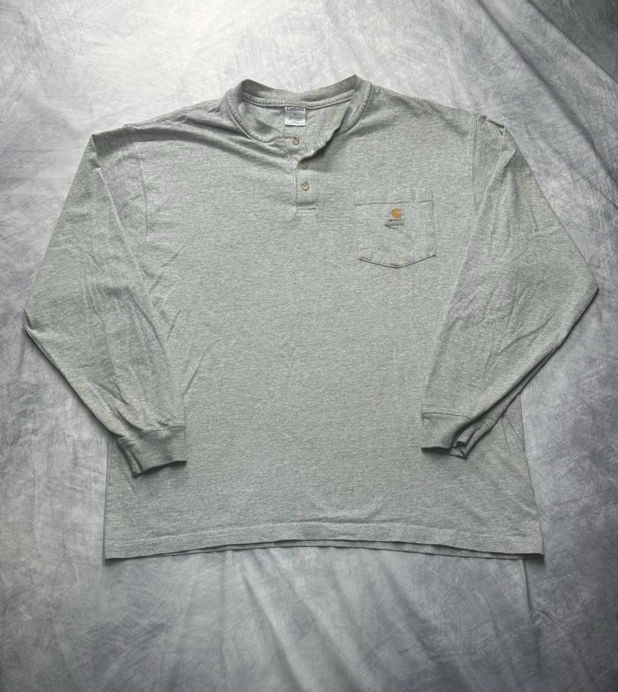 Carhartt Relaxed Fit Henley Mens Large Vtg Pocket Gray