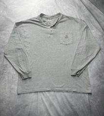 Carhartt Relaxed Fit Henley Mens Large Vtg Pocket Gray