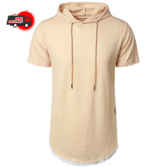 New summer hooded T-shirt men’s solid color men’s short sleeve T-shirt hoodie