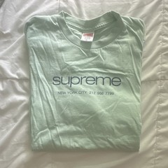Supreme Logo Graphic T-Shirt Green Men’s XL Cotton Knit Preshrunk Crew Neck