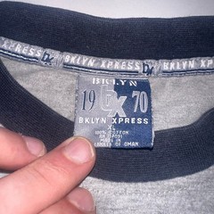Y2K VTG Brooklyn Express Xpress Mens XL Shirt Gray Embroidered Ringer Oversized