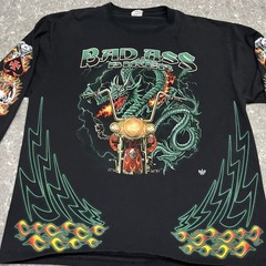 Bad Ass Bikers Long Sleeve T-Shirt Black Long Sleeve Dragon Size XL