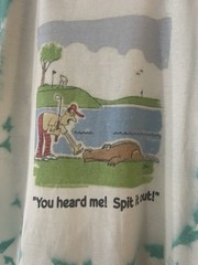 Men’s S (34-36) Pit 19” Golfing Alligator Graphic Short Sleeve T Shirt