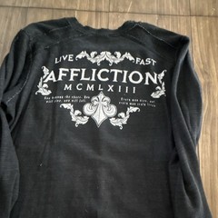 Affliction Men’s XL Live Fast Double-Sided Graphic Logo LS Crew Tee Black