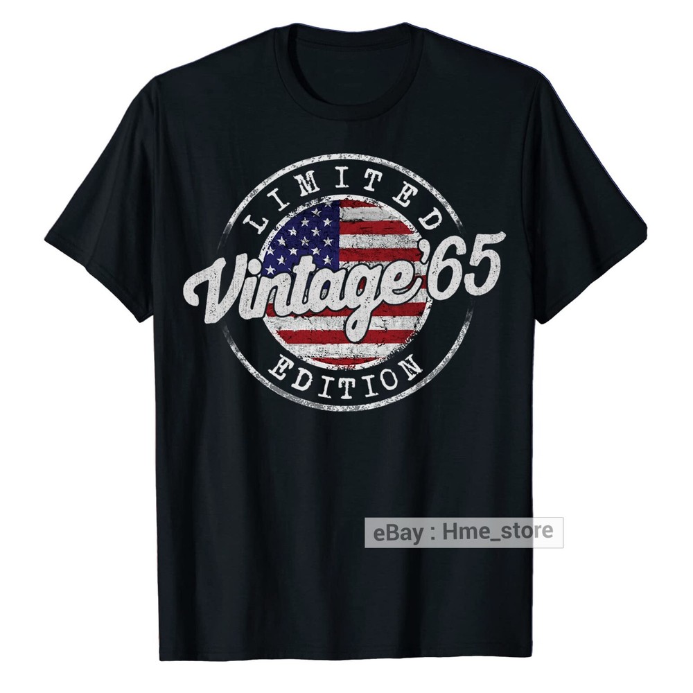 Born in 1965 Birthday 60 Years Old T-Shirt USA Flag 60th Bday Tee Gifts American