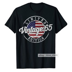 Born in 1965 Birthday 60 Years Old T-Shirt USA Flag 60th Bday Tee Gifts American
