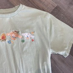 Sanrio Cinnamoroll TShirt Camping Embroidered Green Camp Fire Medium Hello Kitty