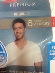 Hanes Premium Men’s 6pk V-Neck T-Shirt – White Small
