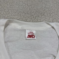 2 Vtg BVD Mens White V Neck T-Shirts Cotton Size Large (42-44) 90s Single Stitch