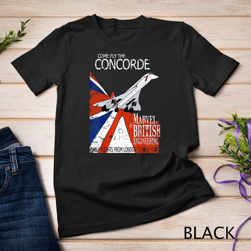 Concorde Retro Vintage British aircraft travel pilot t-shirt Unisex T-shirt