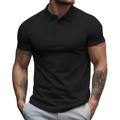 Men’s Casual Solid Polo Shirt Lightweight Quick-Dry Short-Sleeve Shirt Everyday
