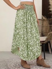 Women’s Maxi Skirts Summer Boho Floral High Waisted Flowy Swing Pleated Beach…