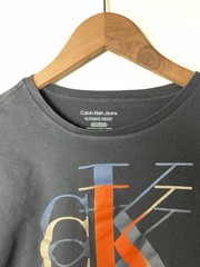Calvin Klein Jeans boys Black Logo T-Shirt Short Sleeve Size XL