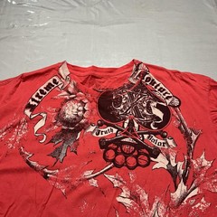 Xtreme Couture Shirt Mens XL Red Skull Brass Knuckles Graphic Gothic Tee
