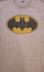 New DC Comics Distressed Batman Logo Mens Medium Soft Light Heather Grey Tee