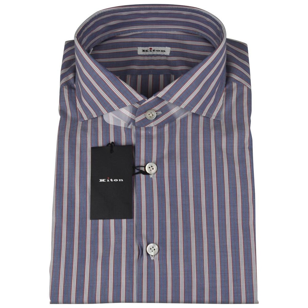 NEW KITON MULTICOLOR COTTON SHIRT US 18 – EU 46 MUL
