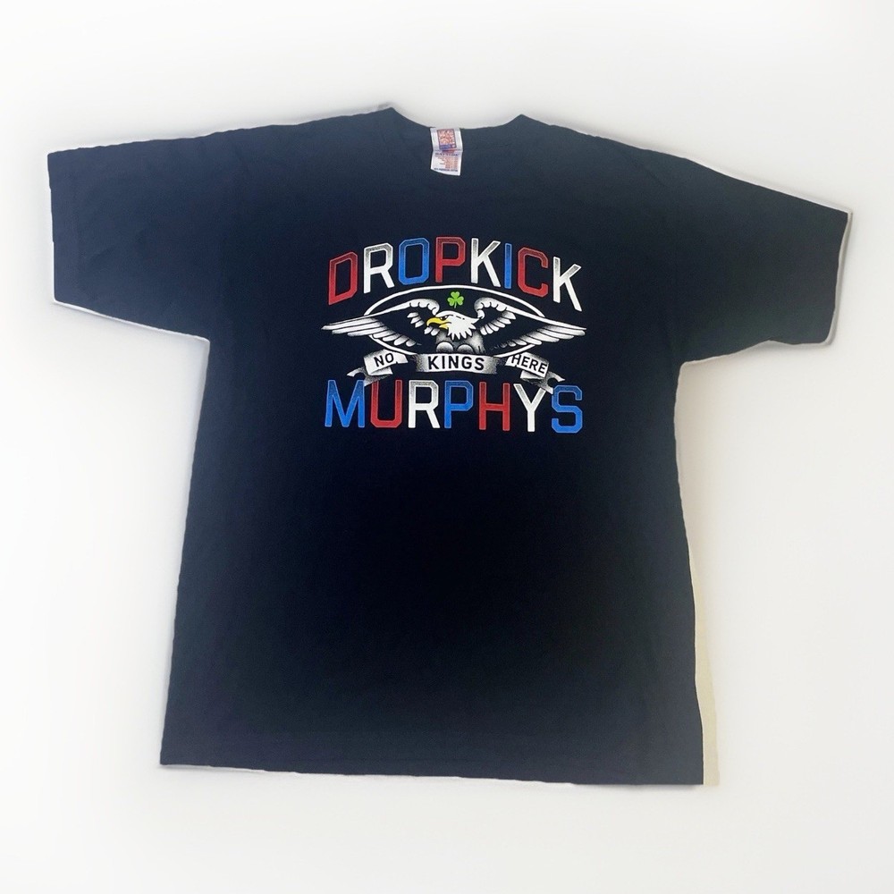Dropkick Murphys No Kings Here T-Shirt Large Black Double Sided Bayside USA Made