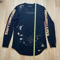 Civil Regime Through Hell & Back Long Sleeve T Shirt Mens SZ M Black Bleach Wash