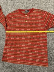 VTG Polo Ralph Lauren Aztec Henley 100% Cotton Made In USA Mens Size Large