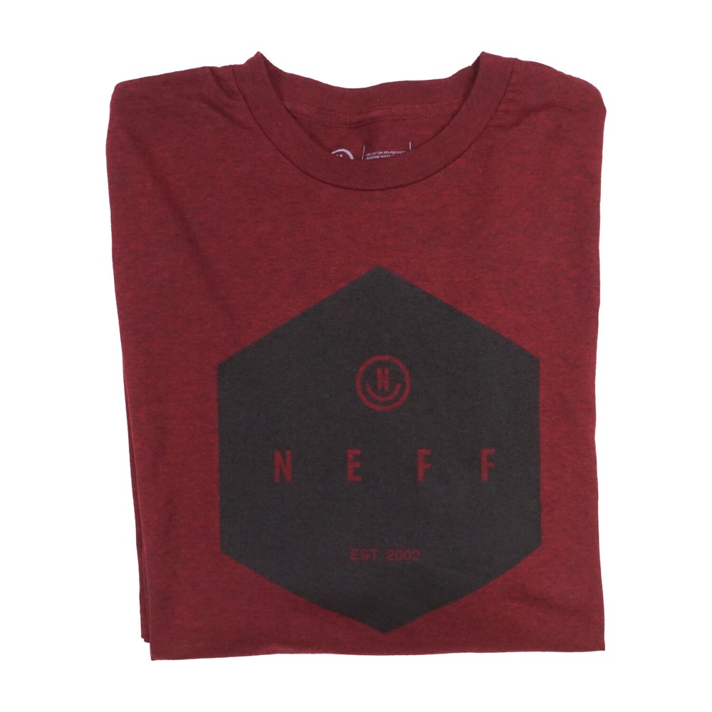 Neff Geometric Logo Mens T shirt BURGUNDY OFFICIAL ITEM