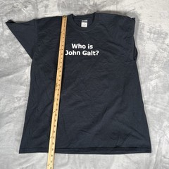 Vintage Who Is John Galt T Shirt Mens XL Crewneck Faded Black Y2K