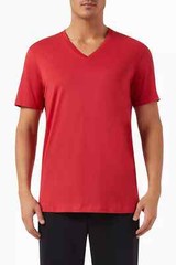 Armani Exchange Men’s Slim Fit Basic Pima V Neck Tee, Red, Sz Large