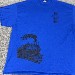 Florida Railroad Museum Shirt Mens 2XL Blue Steam Train Graphic Tee Gildan