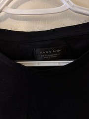 ZARA MAN Black Solid Crew Neck Short Sleeve T-Shirt Size M Side Zipper