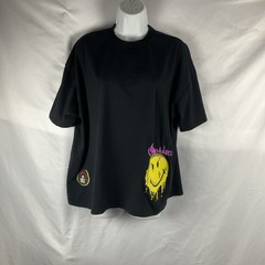 Smiley World Mens Size Medium T-Shirt Black Yellow Graffiti Drip Face Oversized