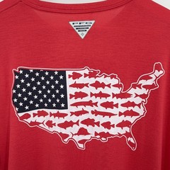 Columbia PFG Terminal Tackle T-Shirt Mens L Red White Blue USA 4th of July