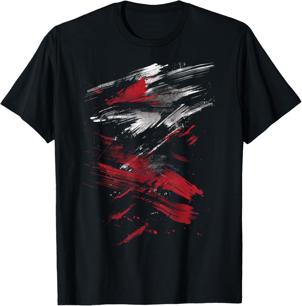Red And Black Dynamic Splatter Graphic T-Shirt