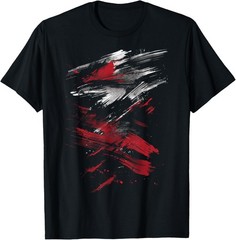 Red And Black Dynamic Splatter Graphic T-Shirt