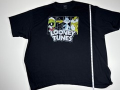 Looney Tunes T Shirt Men 4XL Black Bugs Bunny Marvin Martian Cartoon Graphic