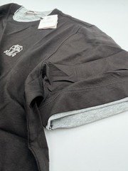 BRUNELLO CUCINELLI Black Embroidered Layered Short-Sleeve T-Shirt, Size XL