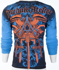 ARCHAIC by AFFLICTION Men’s Long Sleeve THERMAL Shirt DAVENTRY Biker Blue $58