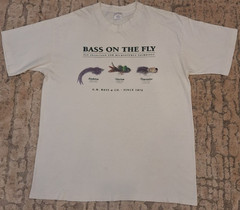 Vintage G.H. Bass Bass On The Fly Fishing T-Shirt USA Made White Size L Cotton