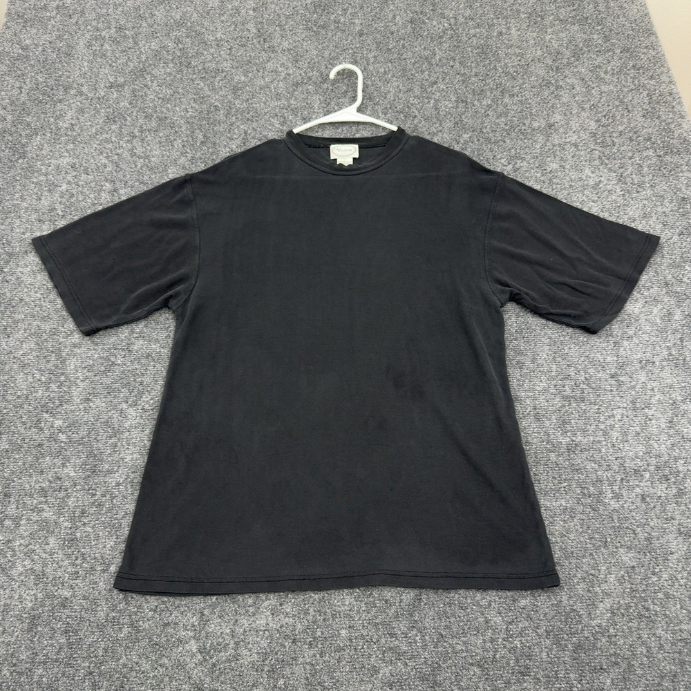 Visitor T-Shirt Mens L Black Silk Short Sleeve Minimalist Luxury Style