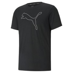 PUMA Performance Cat Logo Crew Neck Short Sleeve T-Shirt Mens Black Casual Tops