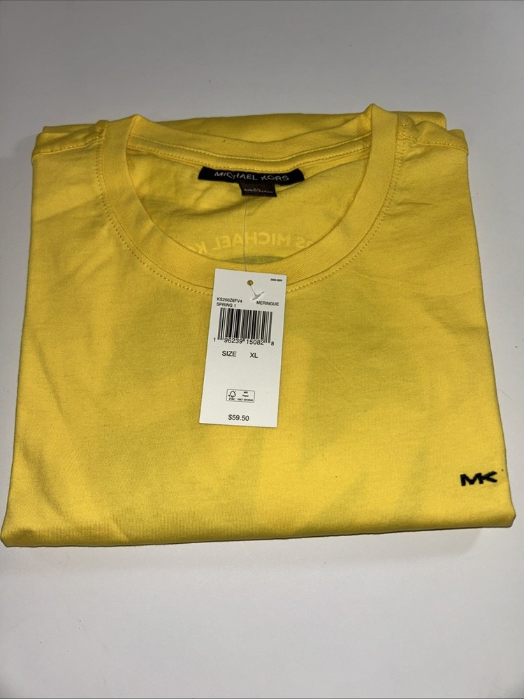 Michael Kors Meringue Yellow Black Logo Shirt – Size XL – NEW!