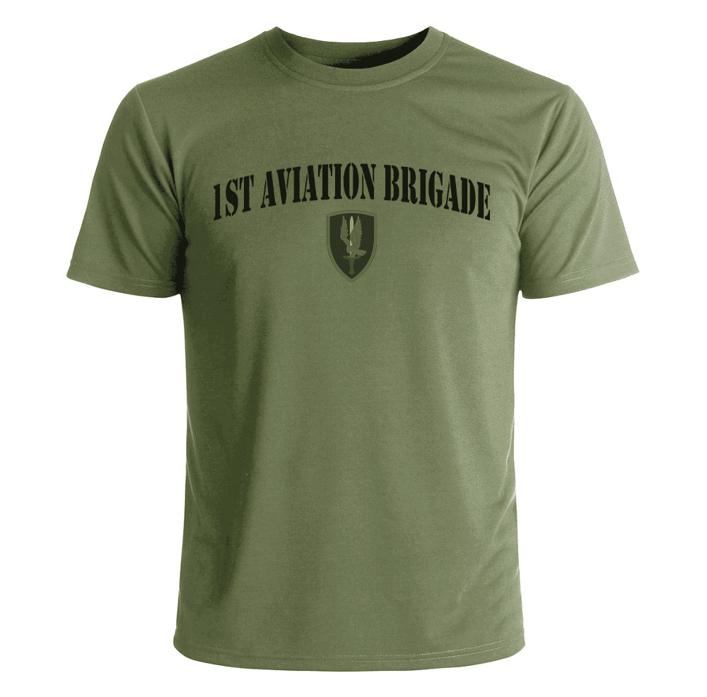 US Army 1st Aviation Brigade OD Green Subdued T-Shirt Officially Licensed