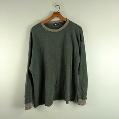 American Eagle Mens LG Green Waffle Longsleeve 2000s 100% Cotton Shirt Sweater