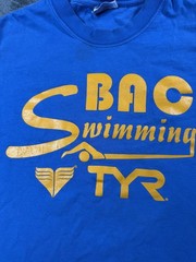 VINTAGE TYR BAC Swimming Shirt Mens Medium Blue Barracuda Aquatic Club Tee 90s