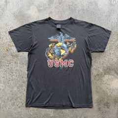 VTG 80s USMC Just Brass 3D Emblem Black T-Shirt Size Large