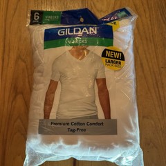 Gildan Men’s V-Neck T-Shirts, Multipack, Style G1103, X-Large, White 6-pack NIP